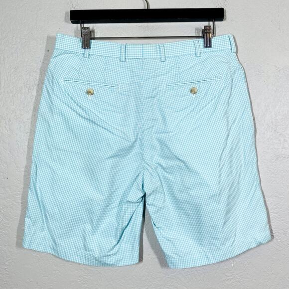 Peter Millar Golf Shorts Checker Teal White - 32 - Picture 3 of 4